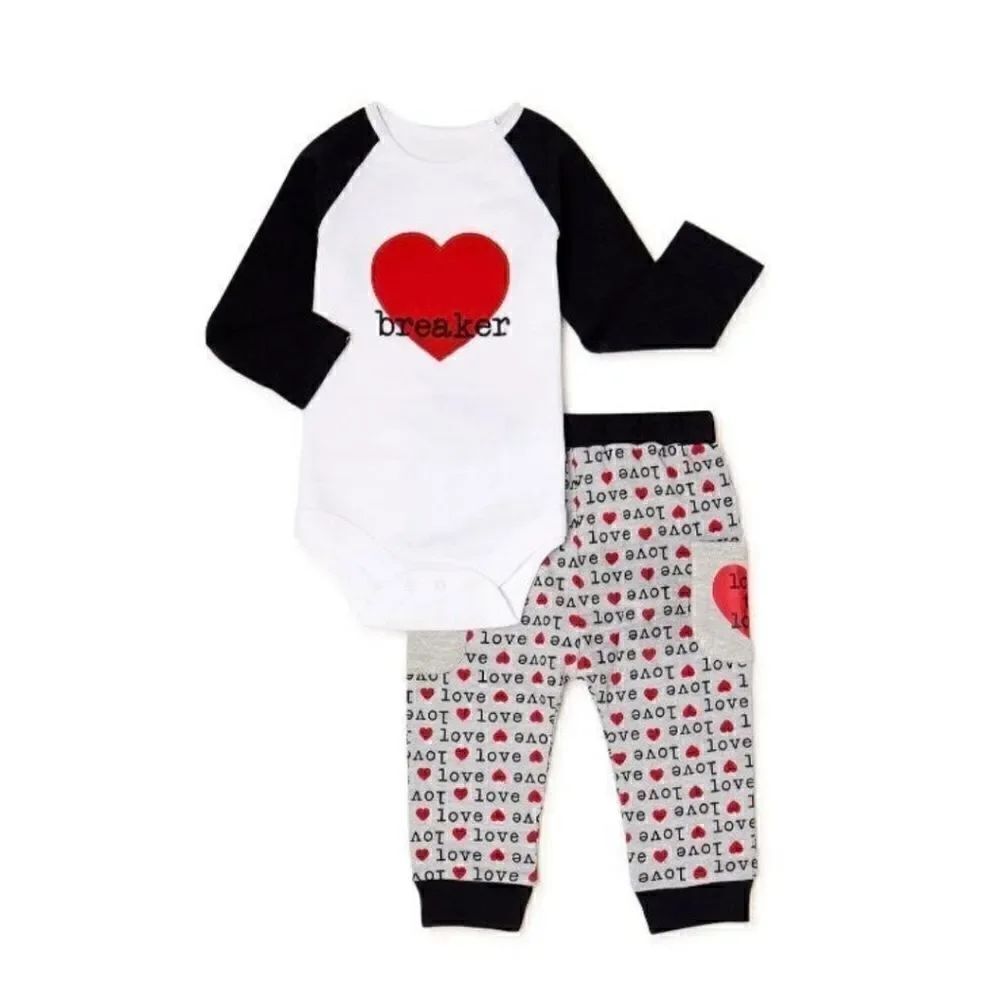 NWT Valentines Day Unisex Outfit Set Size 6-9 months